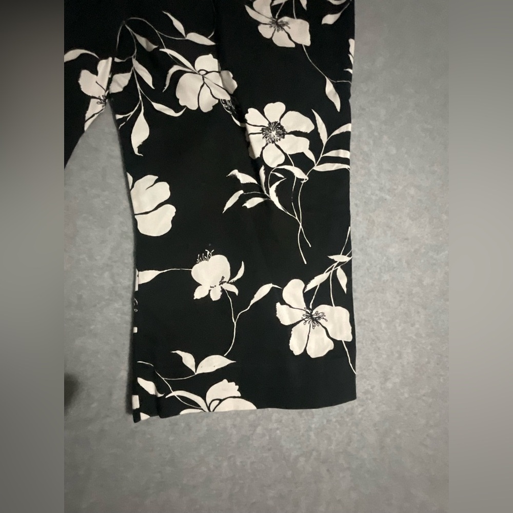Style & Co. Floral Wide Leg Culotte Pants Size 14 Black White Botanical Crop - Picture 3 of 6